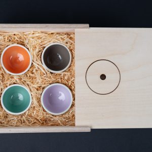 Porzellan Tassen Espresso Edizione 1 Bianca 4er Set in Holzbox