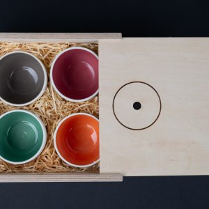 Porzellan Tassen Doppio Edizione 1 Bianca 4er Set in Holzbox