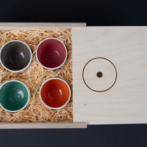 Porzellan Tassen Cappuccino Edizione 1 Bianca 4er Set in Holzbox