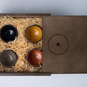 Porzellan Tassen Espresso Edizione 1 Nera 4er Set in Holzbox