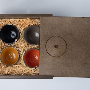 Porzellan Tassen Doppio Edizione 1 Nera 4er Set in Holzbox