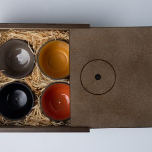 Porzellan Tassen Cappuccino Edizione 1 Nera 4er Set in Holzbox