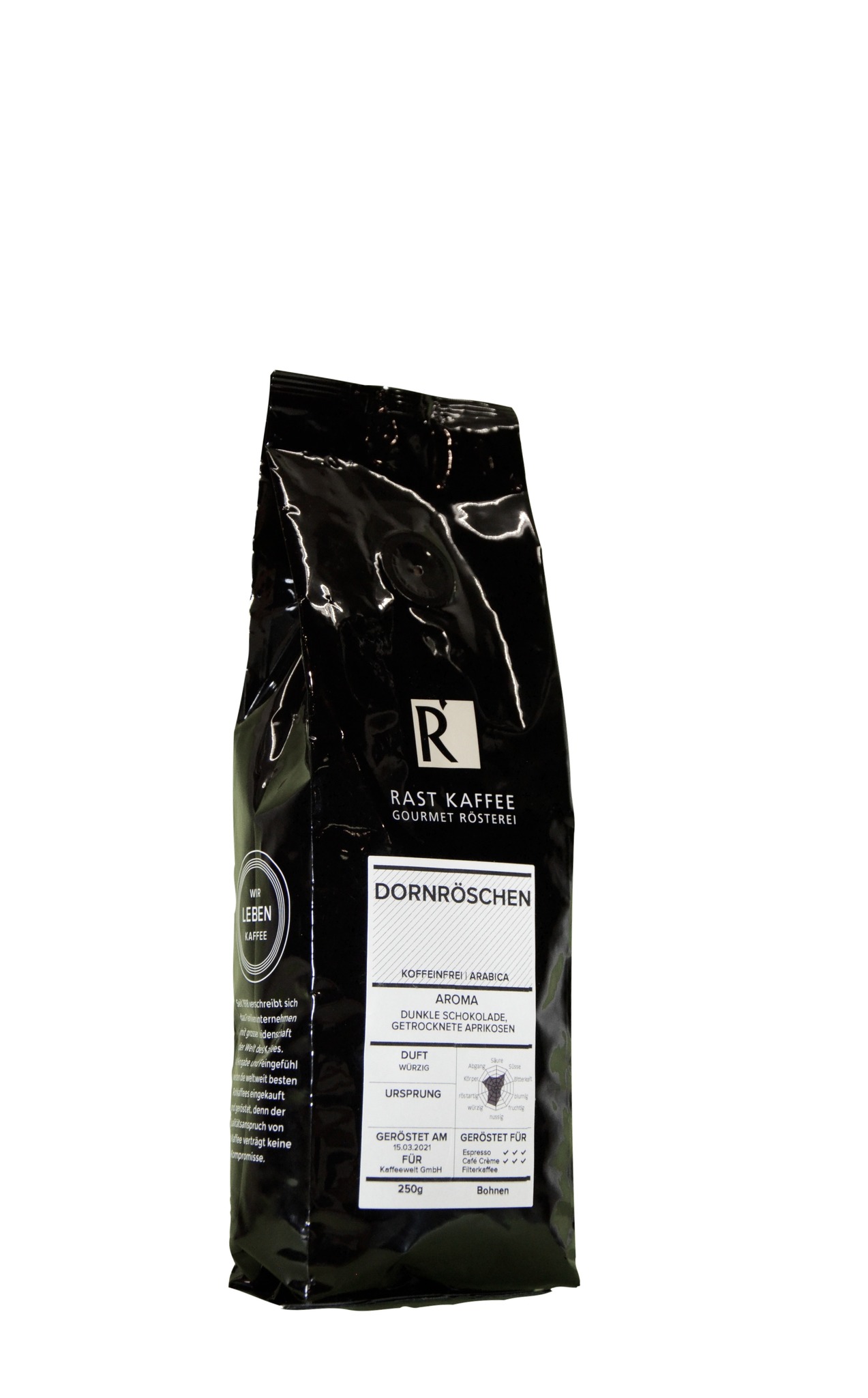 Rast Bohnen Koffeinfrei Dornröschen 250g