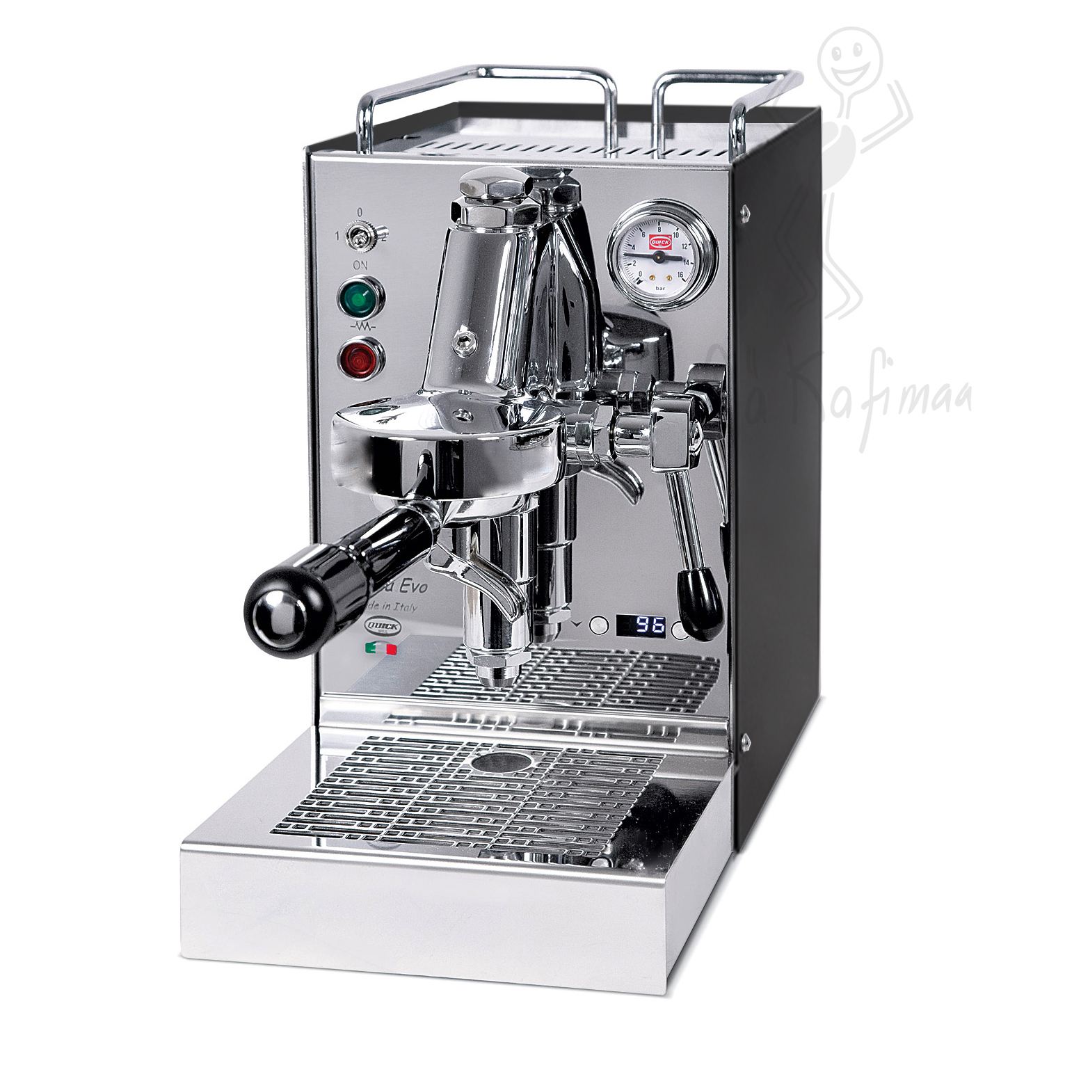 Quick Mill Carola PID schwarz/Inox mit 2 Siebträger + Tamper mit Holzgriff
