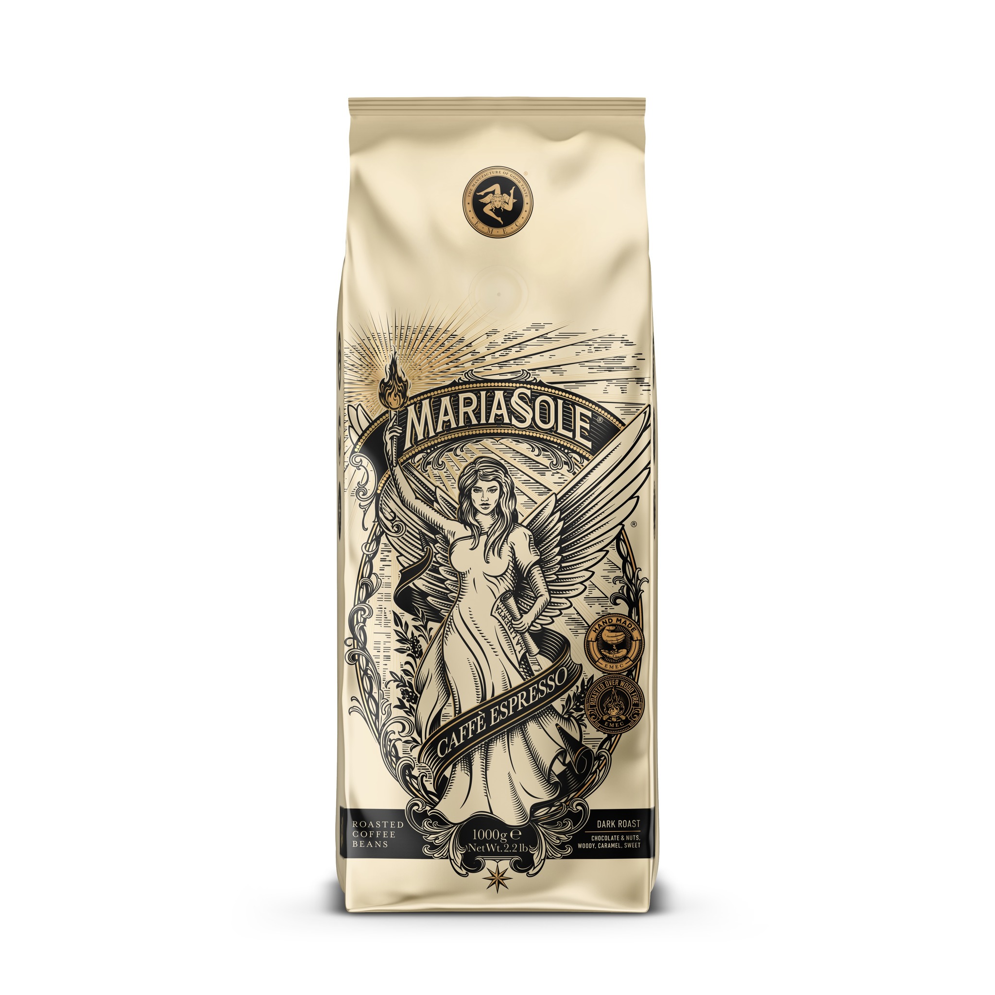 MariaSole Bohnen Caffè Espresso NEUES DESIGN - Holzröstung (schwarz)