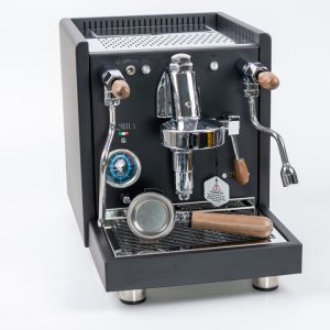 Quick Mill Aquila 0986 Schwarz PID Rotationspumpe und Quick Steam mit Nussholzgriffen